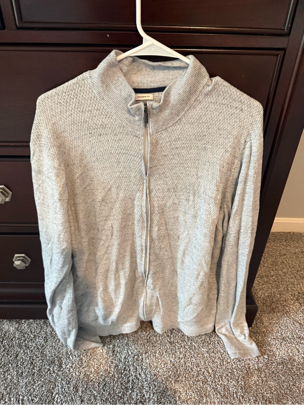 Joseph Men’s Light Gray Full-Zip Knit Sweater